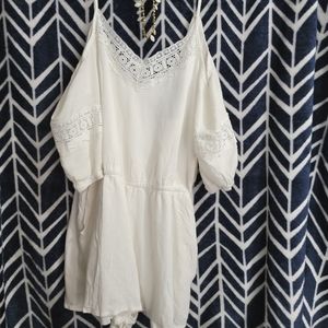 Women's White Cold Shoulder Romper